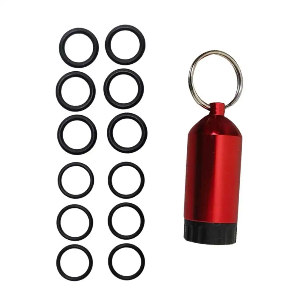Mini Aluminum Scuba Diving Tank with 12 O Rings Brass Pick Dive Key Chain Diving Repair Kit