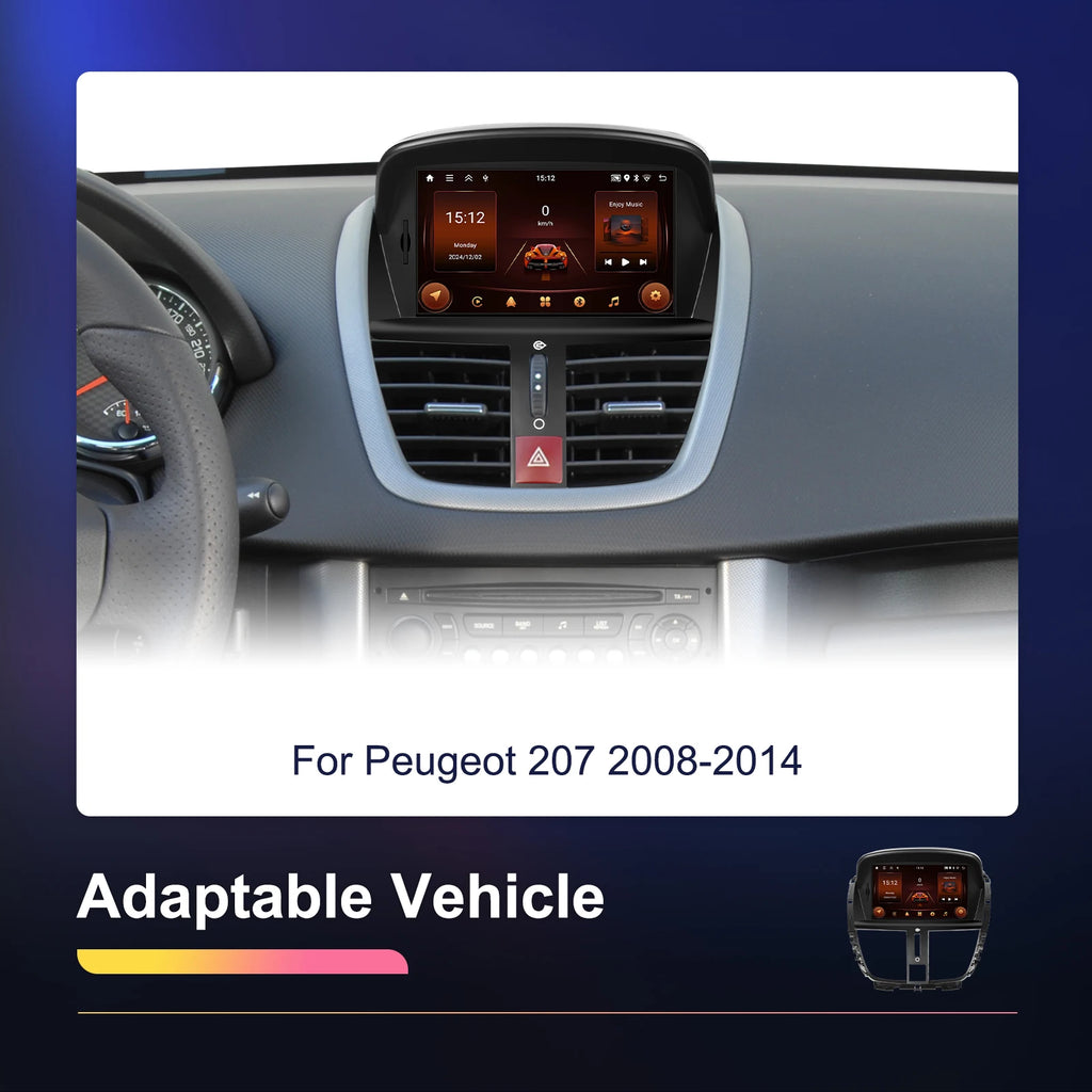 Podofo 7'' Carplay  Android 2din Carplay Car Radio For Peugeot 207 2008-2014 Bluetooth GPS Navigation FM RDS Radio Receiver