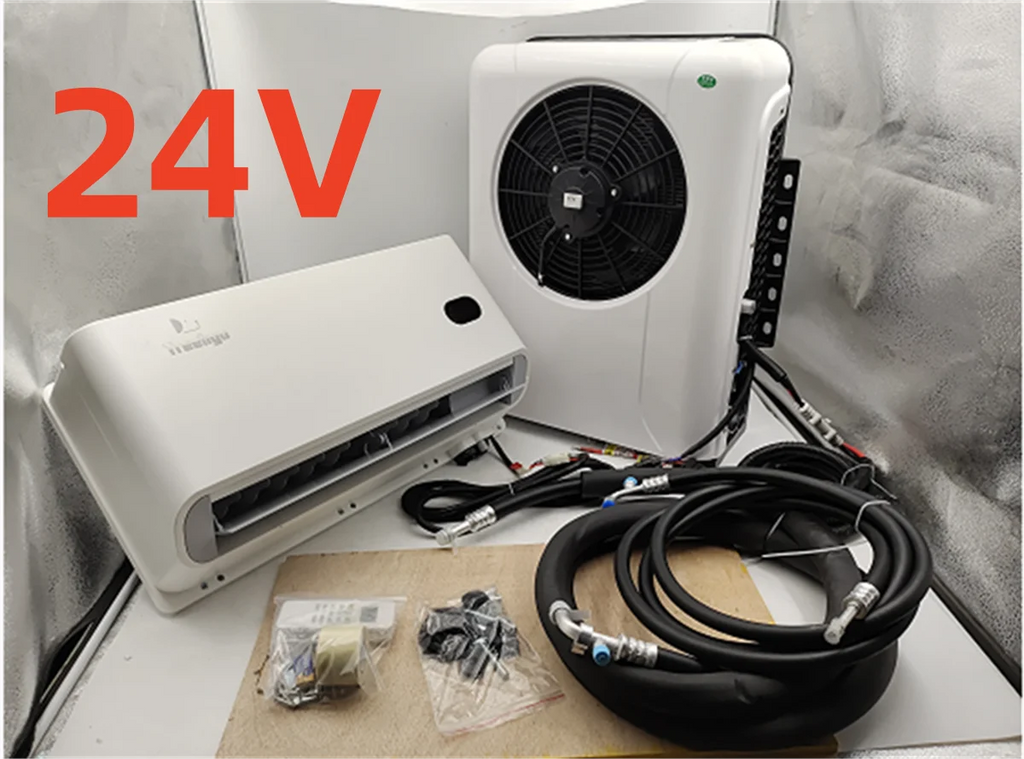 12V/24V Split Air Conditioner for Truck Van RV Camper Low Noise Fast Cooling Electric Parking Air Conditioning System 10500BTU