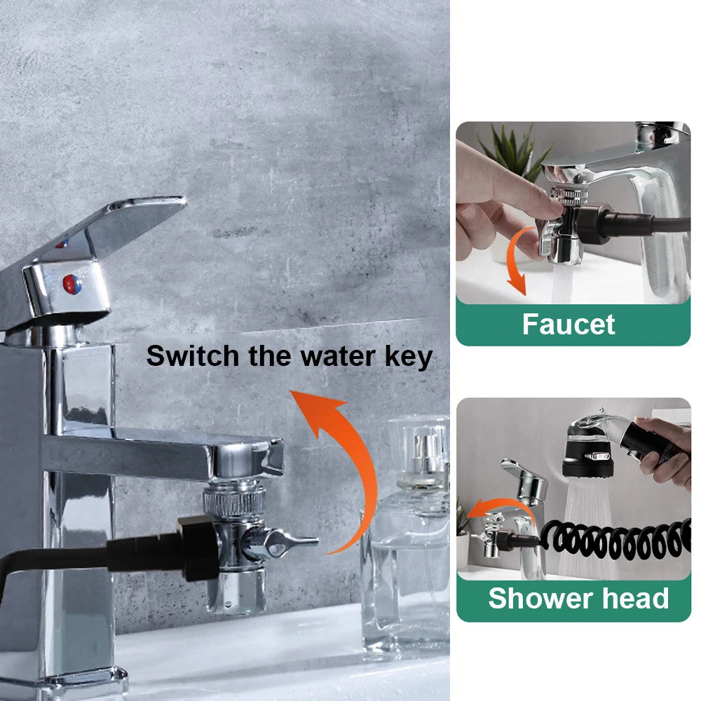 Shower Faucet Set Hose Handheld Shower Head Spray Tap Extender Sprayer Sink Booster Shower Bathroom Hair Washing Artifact Faucet