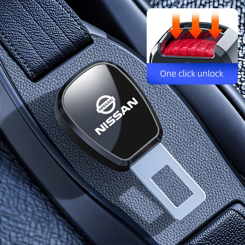 For Nissan Qashqai Versa Leaf Sentra Pulsar Xterra X-trail Nismo Car Seat Belt Clip Extender Metal Badge Lock Buckle