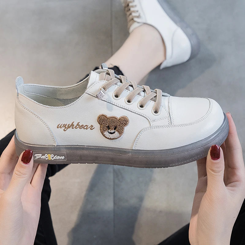GKTINOO Women Sneakers Big Size 2026 Spring New Genuine Leather Loafers Women Casual Lace-up Women's Nurse Shoes
