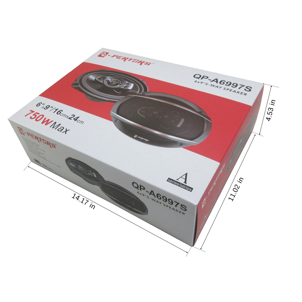 2 HAUT-PARLEURS DE VOITURE COAXIAUX 5 VOIES PLEINE GAMME 6 x 9 POUCES 1300 W – Cache-poussière et câbles audio inclus | Installation facile sur portière pour un son stéréo amélioré | Idéal pour une mise à niveau du système audio