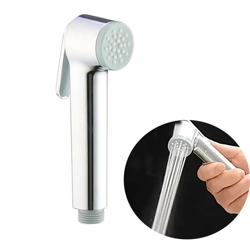 Pomme de douche WC portative autonettoyante en ABS blanc argenté, pulvérisateur de robinet pour bidet de salle de bain, buse de pulvérisation avec support et flexible pour abattant de toilettes