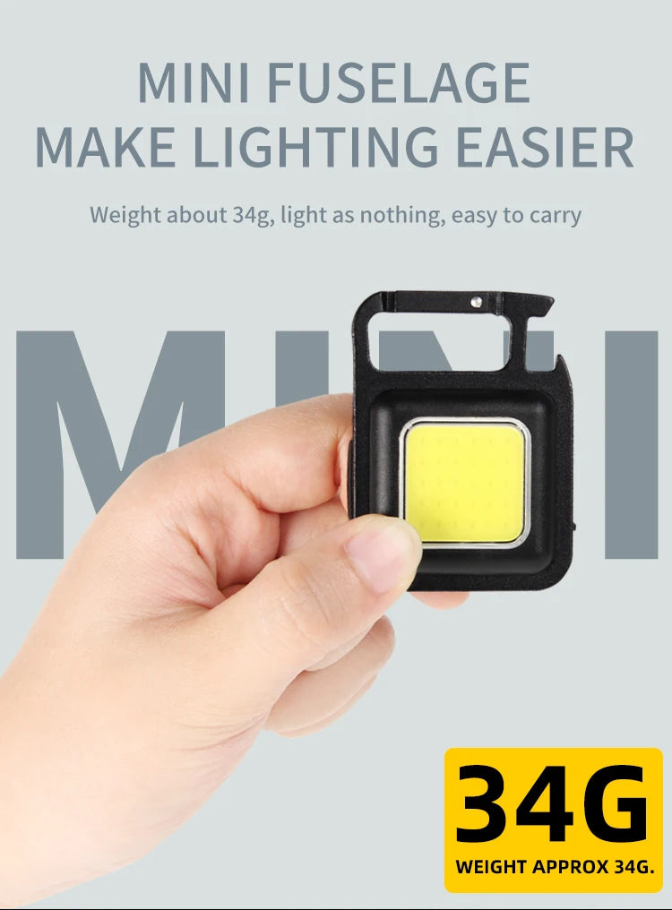 LED Flashlight Super Bright 1500LM Folding Bracket Bright EDC Keychain USB Rechargeable Waterproof Light Outdoor Camping Tools
