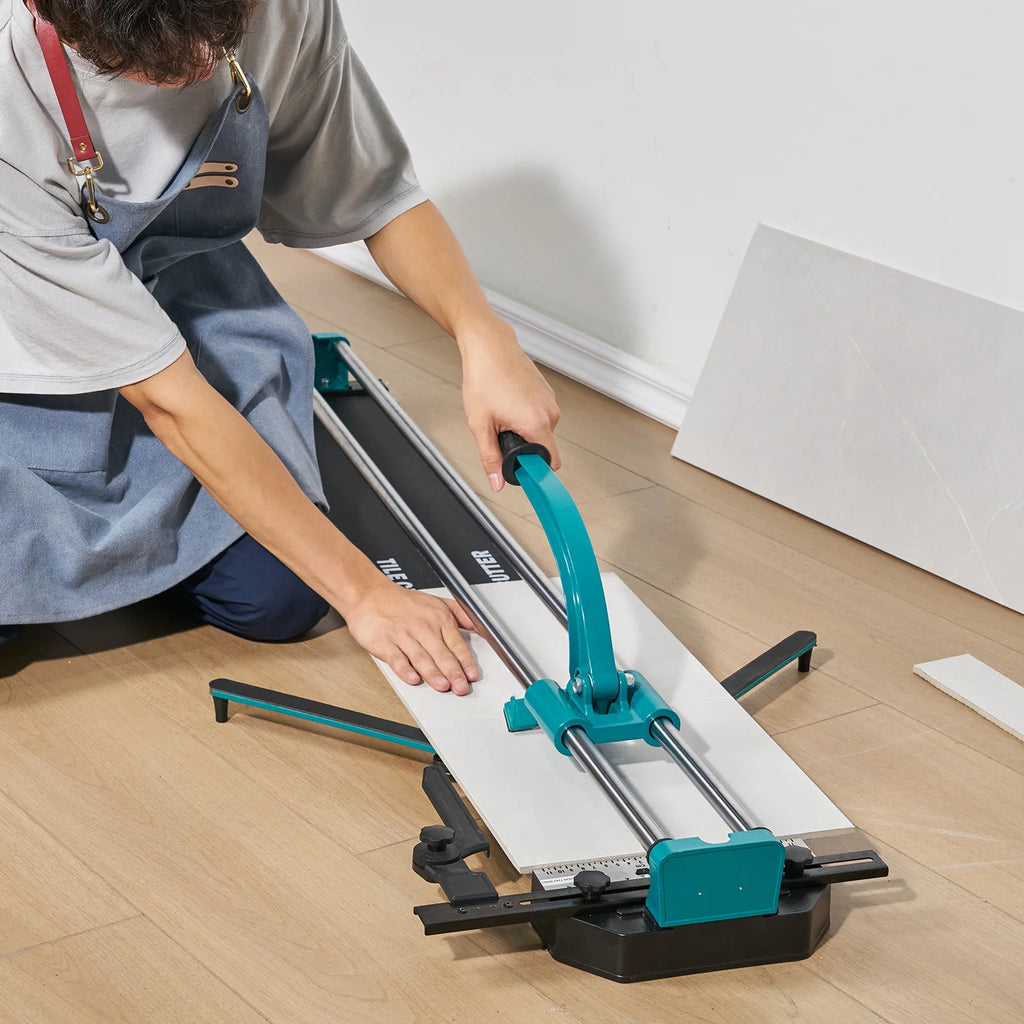 SucceBuy Manual Tile Cutter Laser Positioning Single Rails W/ Supporting Feet Professional Push Knife for Cutting Ceramic