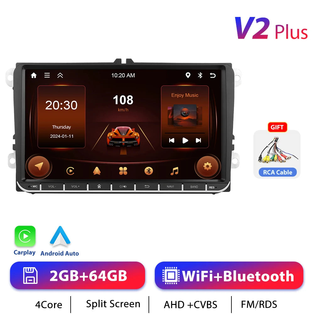 Podofo 7 "9" CarPlay Android Car Radio For Volkswagen VW Golf Passat JETTA Skoda SEAT Car Intelligent System 2din GPS Car Radio