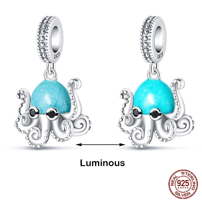 Hot Sale 925 Silver Glow in the dark Firefly Honeybee Star Charms Beads Fit Qikaola 925 Original Bracelets Fine DIY Jewelry Gift