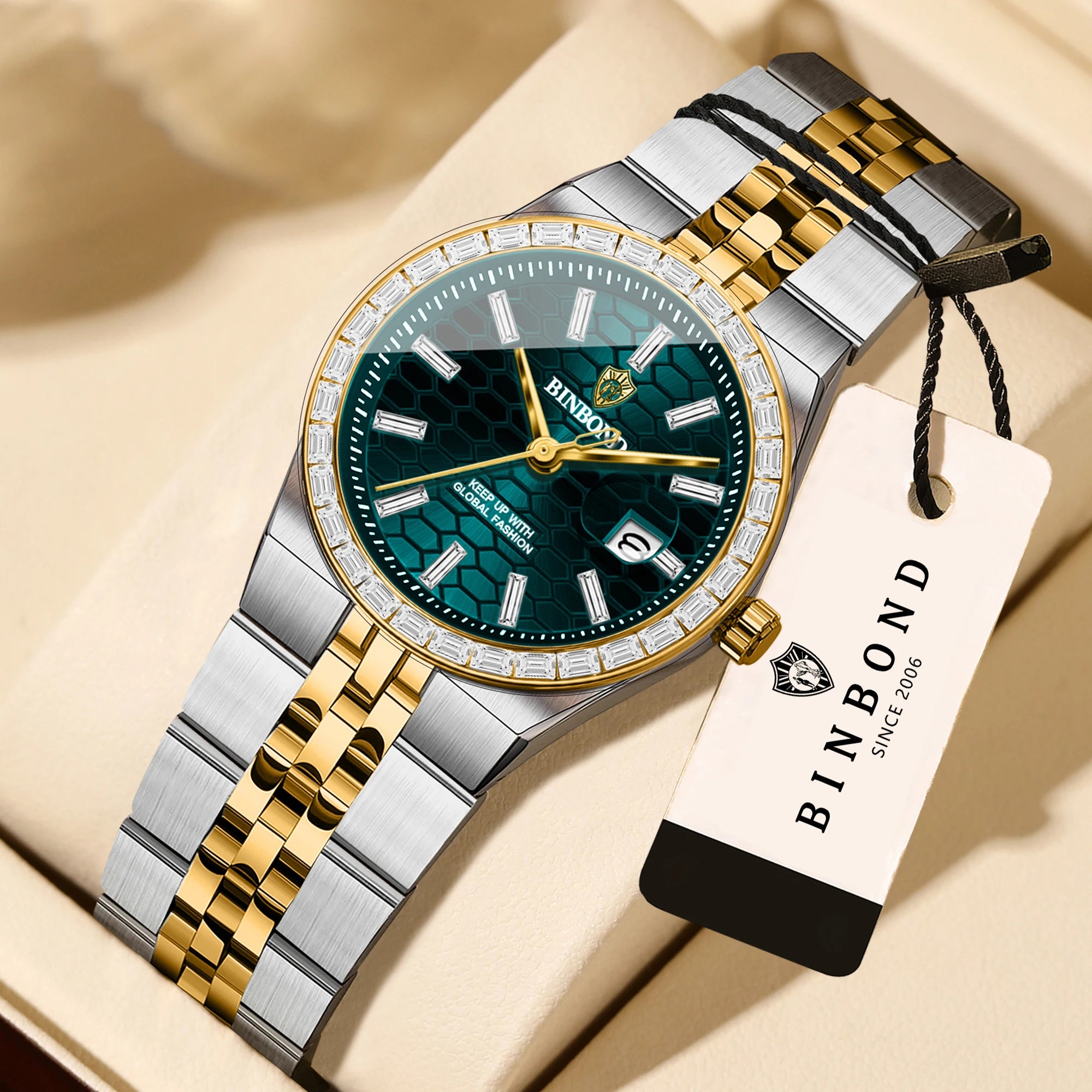 BINBOND Ladies Casual Accurate Quartz Wristwatches For Women Luxury Waterproof Sturdy Auto Date Women's Watches Fashion Reloj