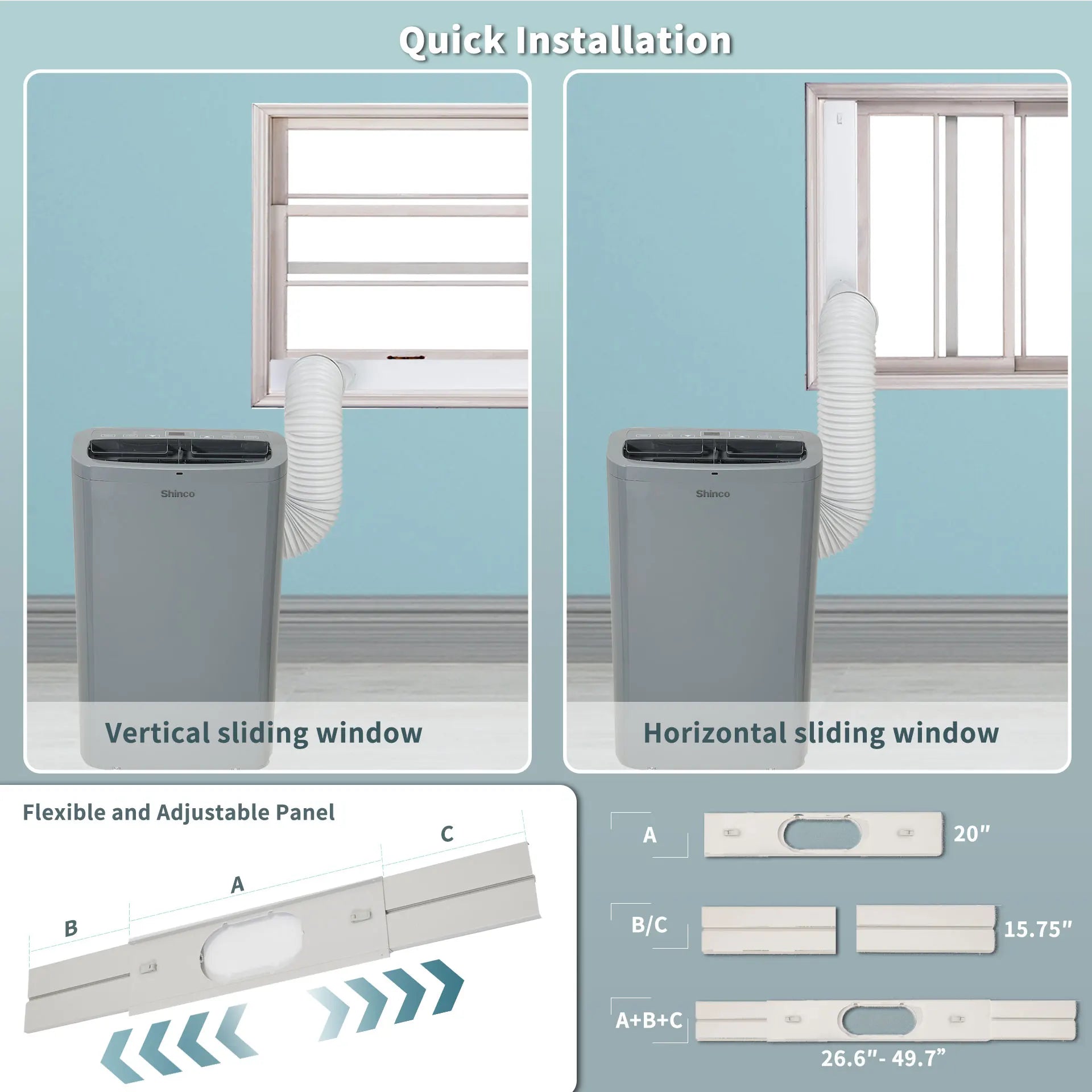 Shinco 14,000 BTU Portable Air Conditioner, Portable AC Unit with Built-in Cool, Dehumidifier & Fan Modes for Room up to 700 sq.ft, Room Air Conditioner with Remote Control, Installation Kit
