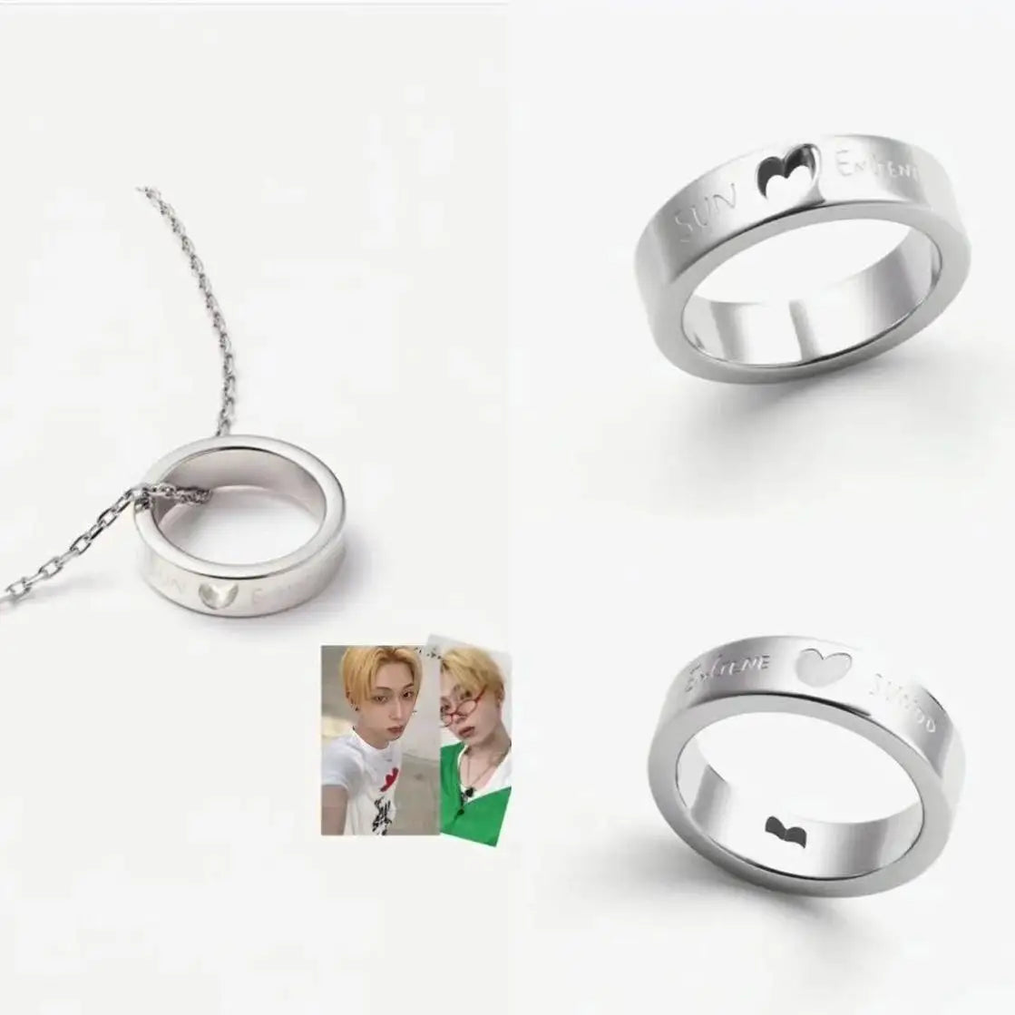 Jungwon Heeseung Jay Jake Niki Sunoo Sunghoon Cool Fan Support Rings and Necklaces Surrounding Popular Korean Idol Boy Groups