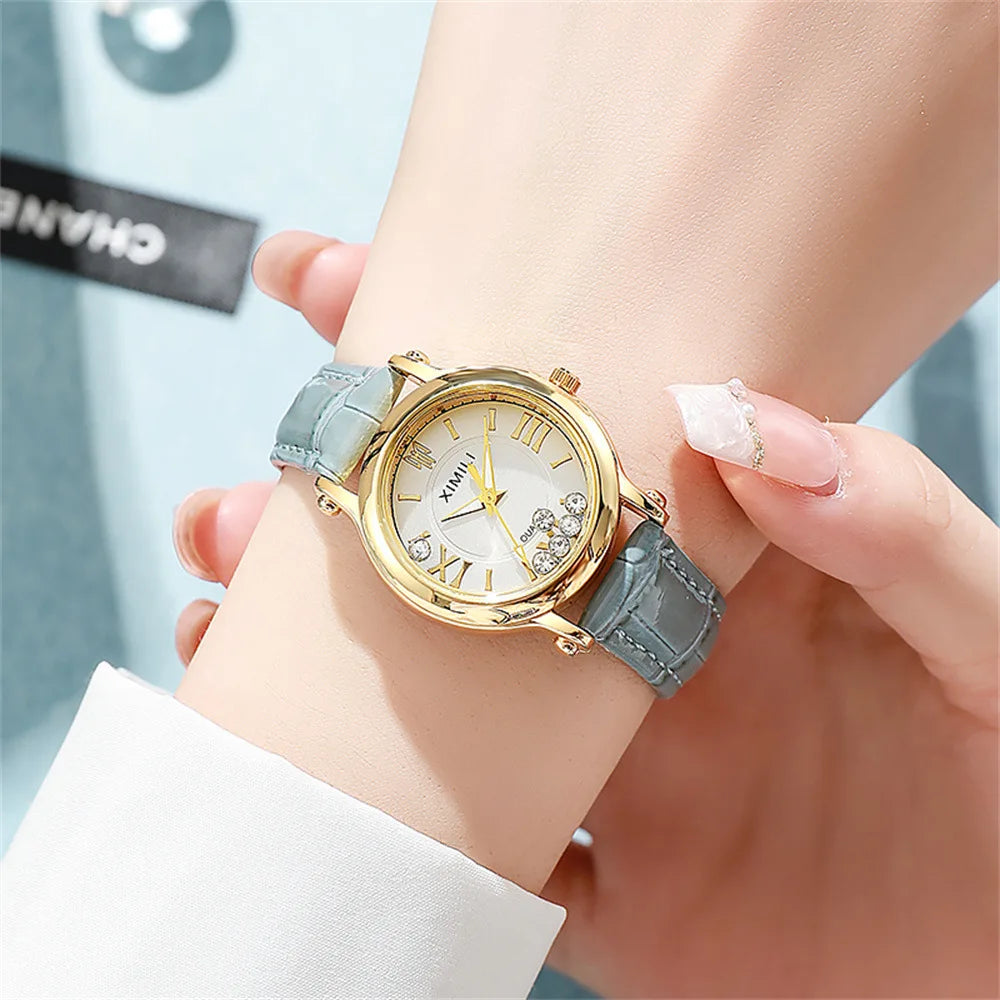 UTHAI New Women's Watch Ball Versatile Trend Female Fashion Quartz Watches Black Leather Ladies Student Clock Wristwatch Gift
