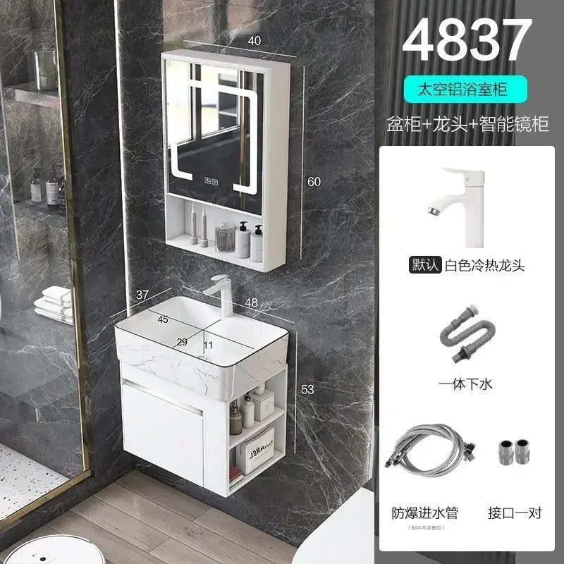 Compact Mini Bathroom Cabinet Minimalist Storage Ceramic Integrated Bathroom Vanity Cabinet Modern Archivadores Trendy Furniture