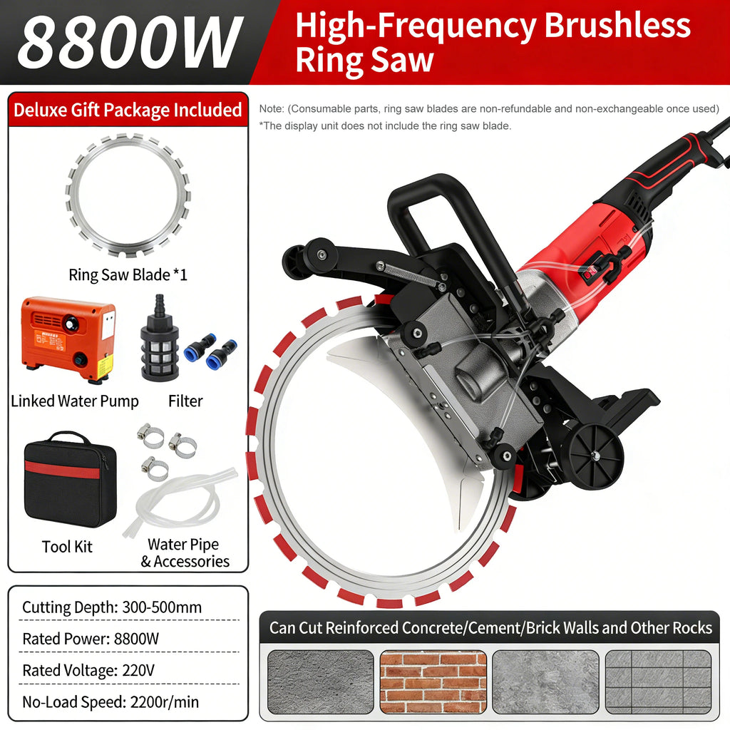 400mm Ring Saw  High Frequency Concrete Wall Cutting Machine 8800W Handheld Deep Cut Saw for Stone Cement Door Opening