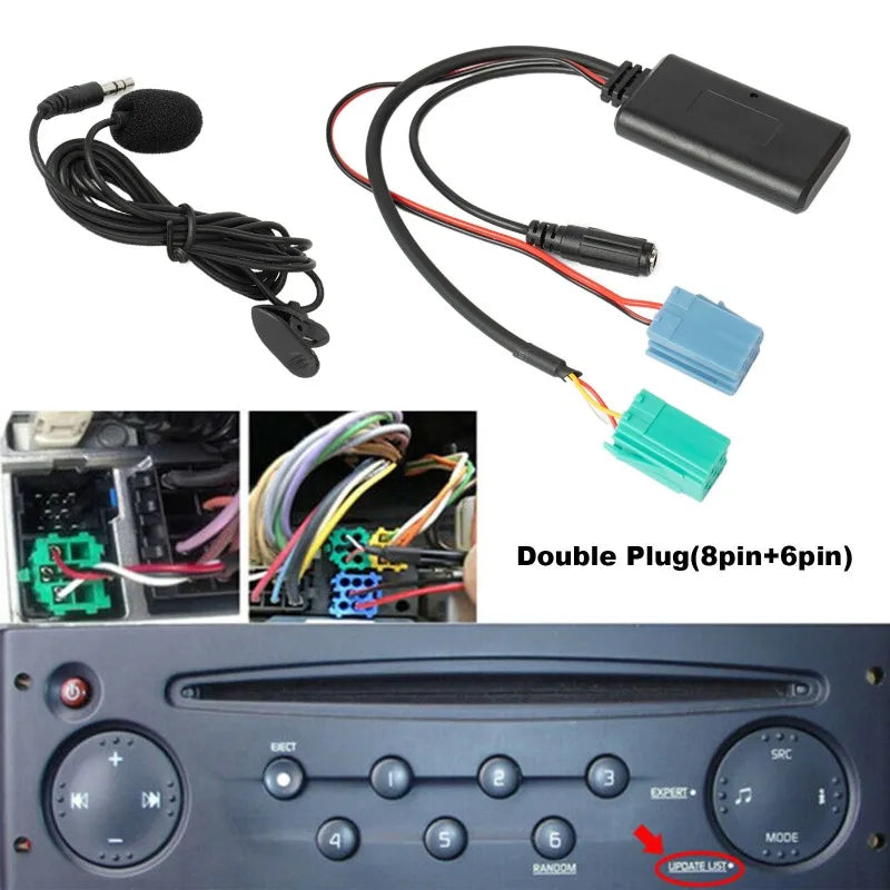 New Car Bluetooth Module AUX Adapter with MIC Handsfree Audio MP3 Music Adapter AUX Audio Cable for Renault Update List Radio