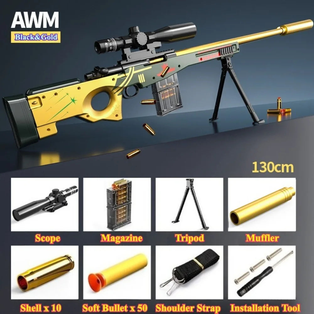 98K Upper Pressure Shell Ejection Soft Bullet Gun Can Fire Sniper Rifle Outdoor Battle Model Toy Manually Loaded Christmas Gift