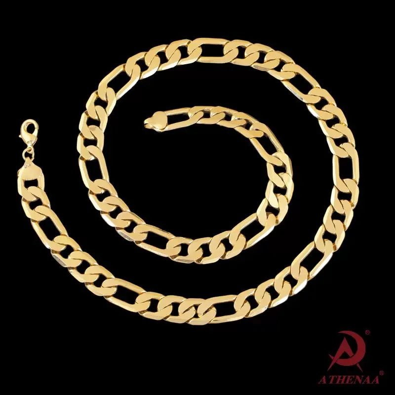 Luxurious 9999 24K genuine gold men's flat chain Boss necklace, simple and elegant, men's exclusive gold jewelry gold necklace