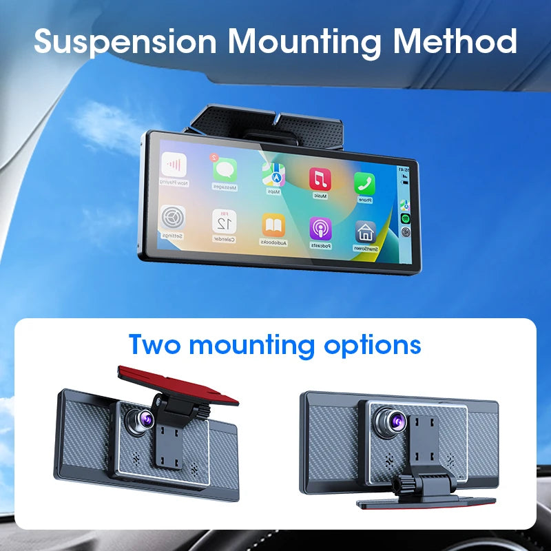 Janstie Dash Cam 4K+1080P Carplay Android Auto Navigation GPS Écran IPS 7/8,1 pouces DVR de voiture Vision nocturne IR Moniteur de stationnement 24H