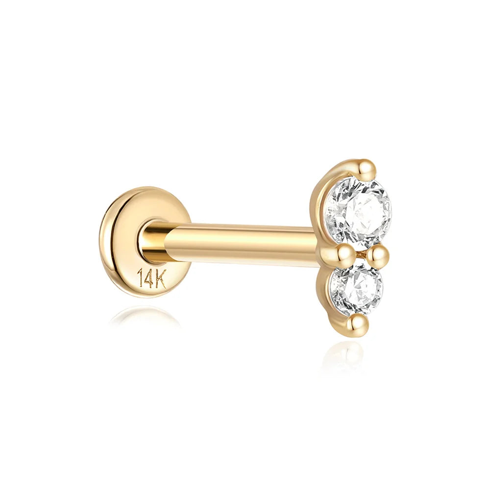 AIDE Single 1piece 14K Solid Gold Jewelry Stud Earring For Women Simple Mini Puncture Earrings Yellow Gold Jewelry Birthday Gift