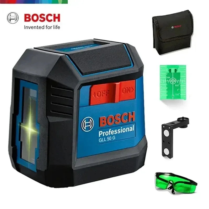 Bosch Laser Level GLL 50 G Green 2 Lines Level 15M Self-leveling Horizontal & Vertical Cross Super Powerful Measuring Tools