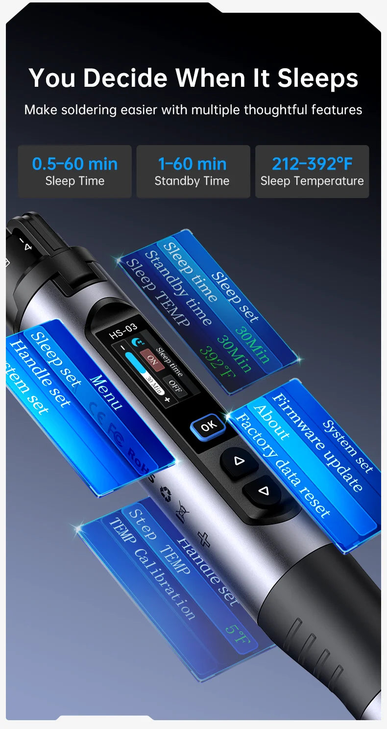 FNIRSI HS-03 Portable Heating Tool 2600mAh Replaceable Battery USB C Fast Heating 3 Level Temperature Adjustable Device