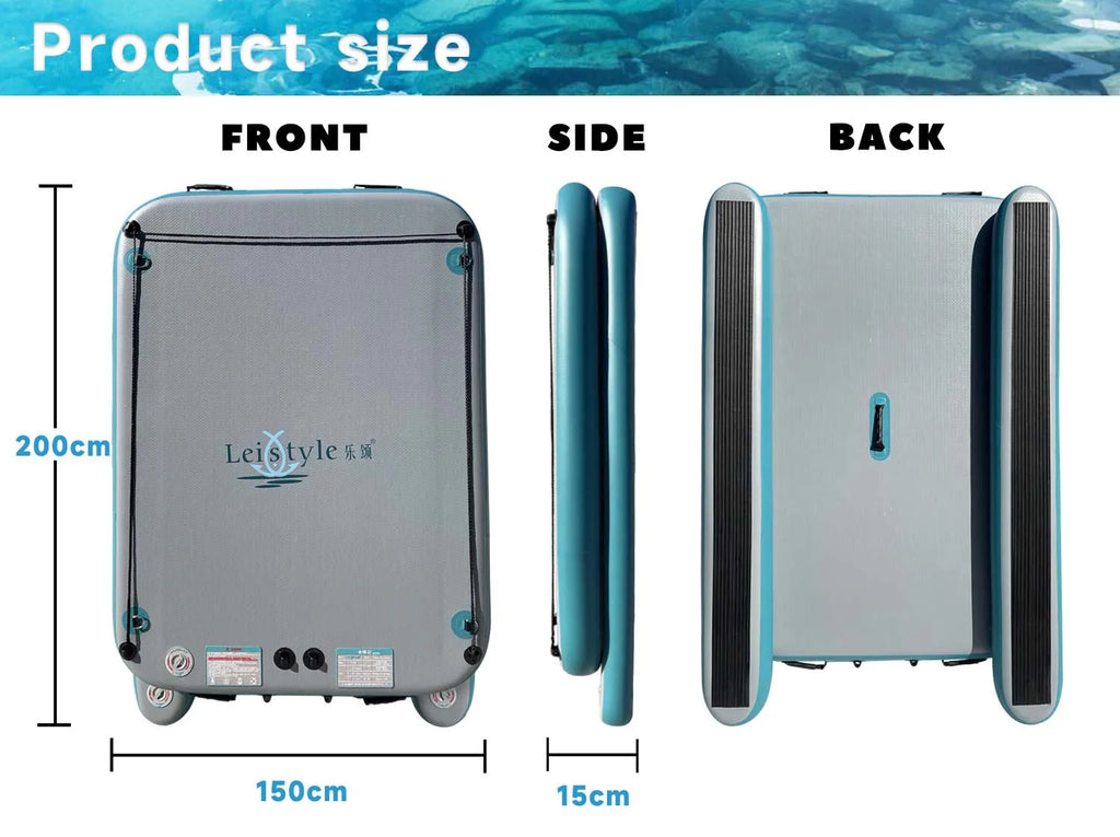 Solarmarine Inflatable Water Platform Island Dock Raft, Floating Pontoon for Fishing, Swimming River Lake Pool, 200cm, 2 Persons