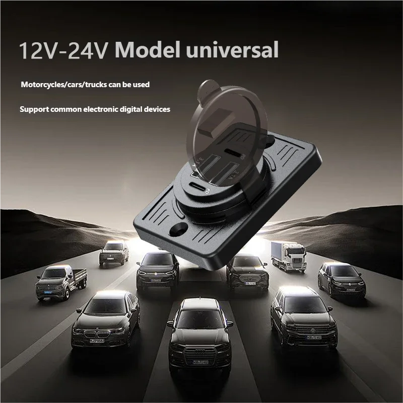 12V-24V Dual USB QC3.0 PD 3.1A/2.1A Car Charger Socket Quick Charge with Sliding Cap Outlet Panel Adapter for Truck Camper RV