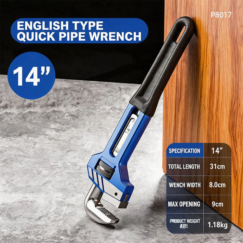 New Heavy Duty Adjustable Pipe Wrench 8 10 12 Inch Forged Steel Straight Spanner Universal Plumbing Tool For Plumber Home Repair