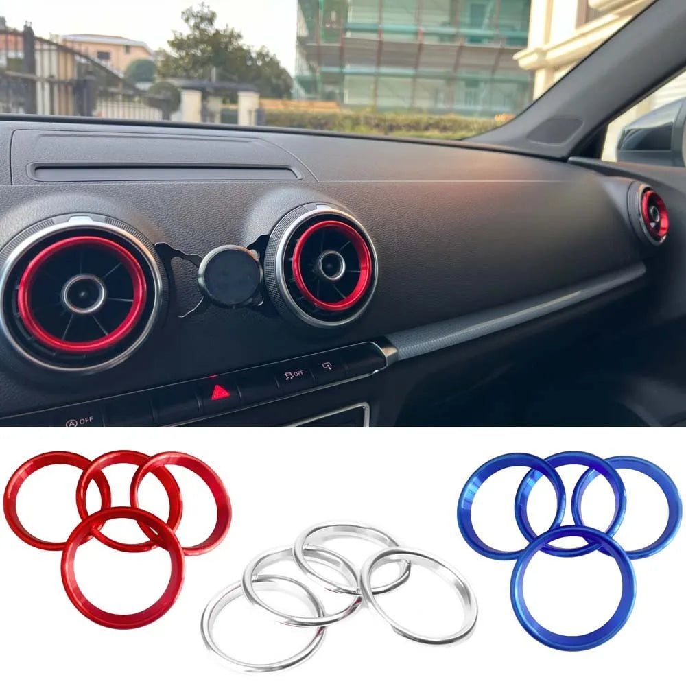 Car Air Center Console Outlet Trim Inner Ring Cover Styling For Audi A3 8V S3 2014-2019 Q2 2017 2018 2019 Interior Accessories