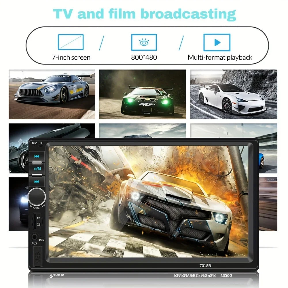 7 Inch Double 2 Din Car Stereo Head Unit CarPlay Touch Radio System With Remote Control And Reversing Camera