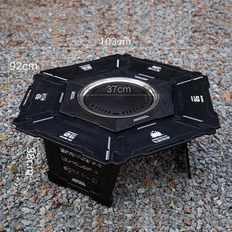 Foldable Detachable Hexagonal Tables Lightweight Convenient Barbecue Picnic Tables Multifunctional Outdoor Camping Furnishings