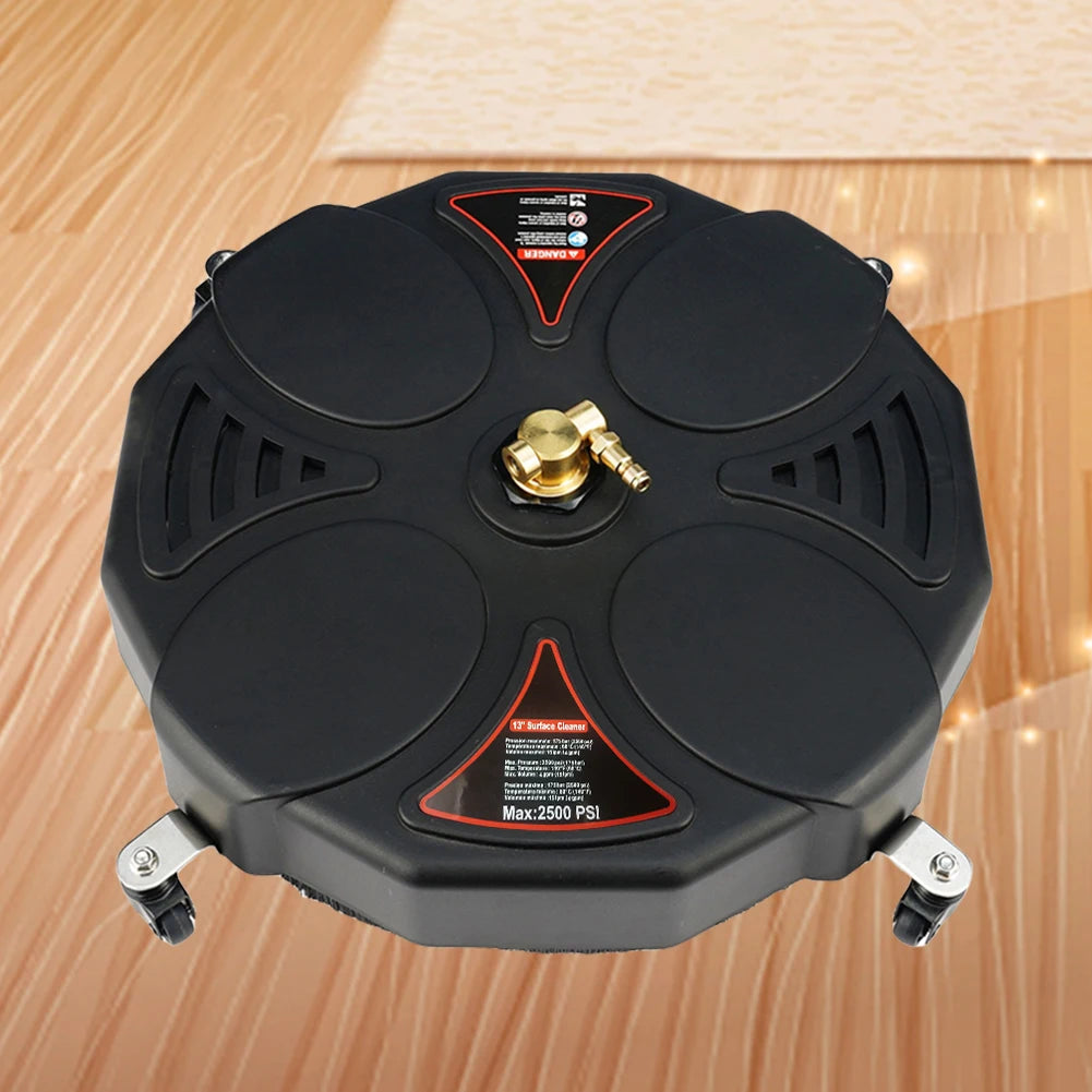 New 13 Inch Pressure Washer Surface Cleaner with 4 Wheels 1/4 Quick Connect Professional 2500PSI Patio Cleaner Car/Floor Washer