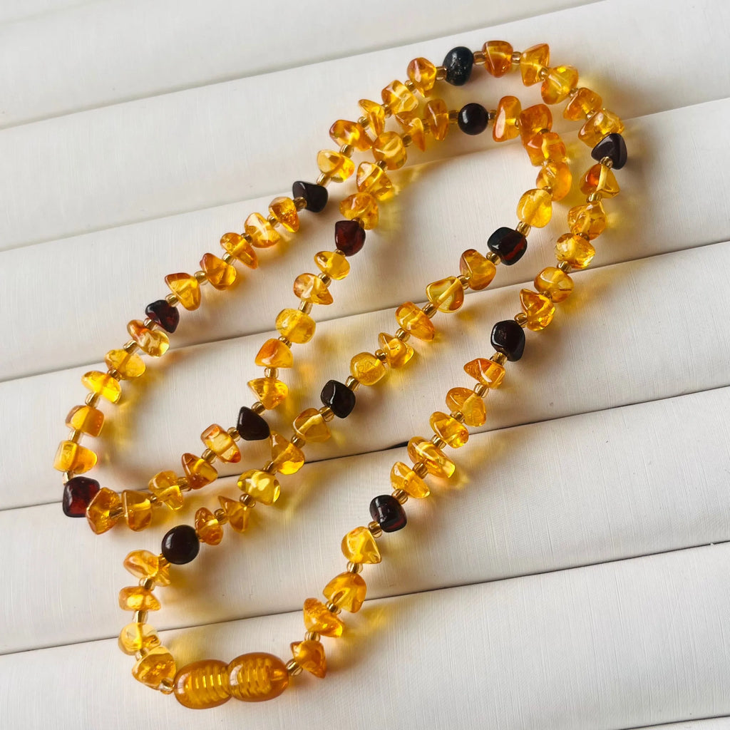 Natural Amber Necklace Healing Crystal Jewelry Vintage Bohemian Style Baltic Amber Choker for Women