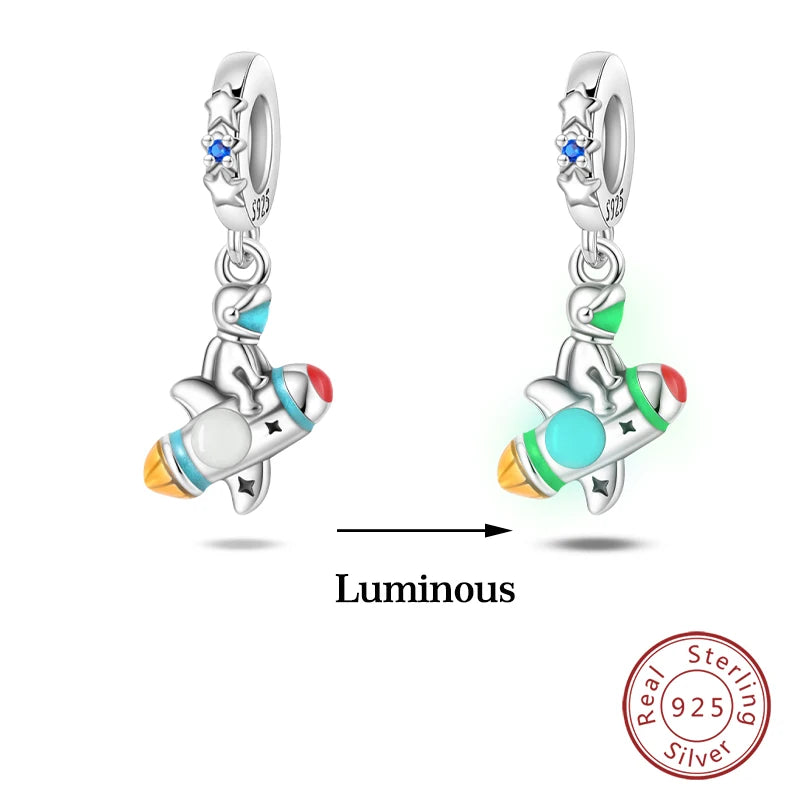 Hot Sale 925 Silver Glow in the dark Firefly Honeybee Star Charms Beads Fit Qikaola 925 Original Bracelets Fine DIY Jewelry Gift