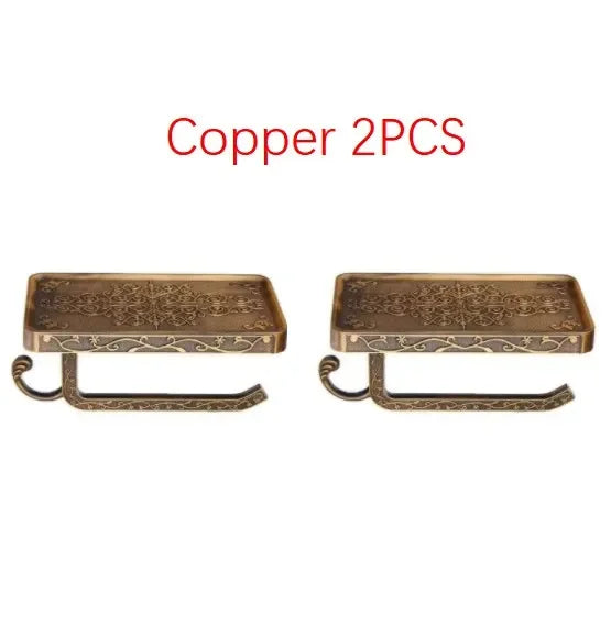 Antique Brass Toilet Paper Holder Bathroom Mobile Tssue Roll Storage Rack Accessory