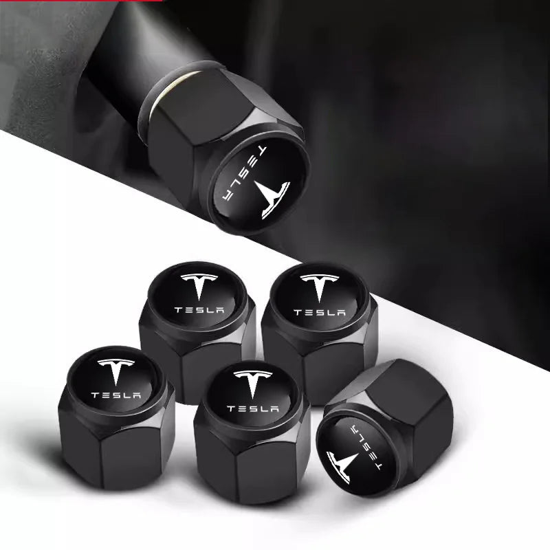 5PCS Car Tire Valve Cover Aluminium Alloy Tire Wheel Stem Air Valve Cap For Tesla Model 3 Y S X 2021 Roadster Cybertruck Juguete