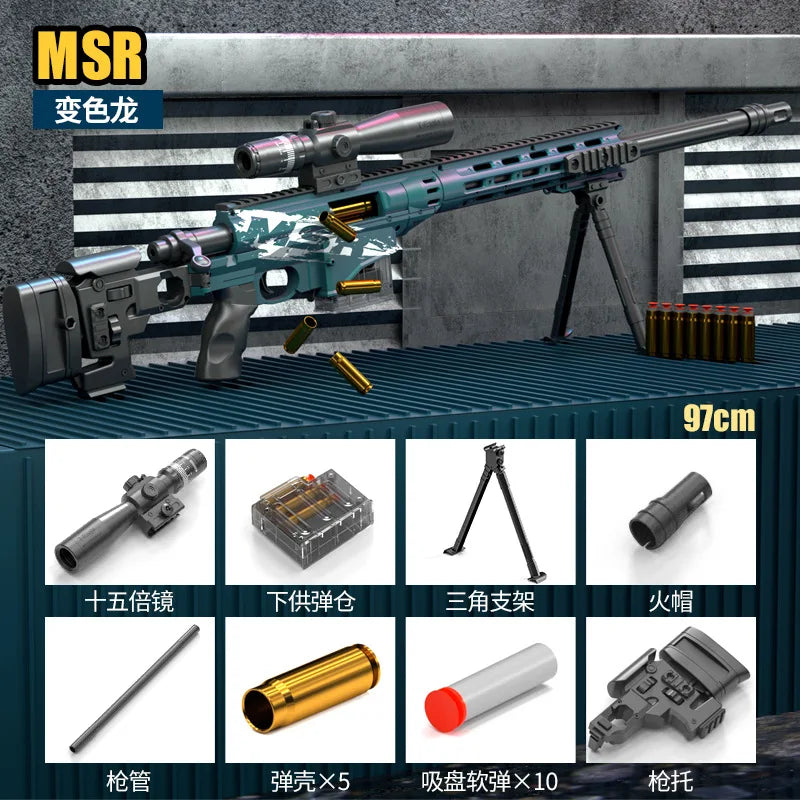 93CM MSR Shell Ejecting Sniper Toy Gun - Realistic Bolt Action & Shell Ejection, Perfect for Outdoor Battles & Cosplay