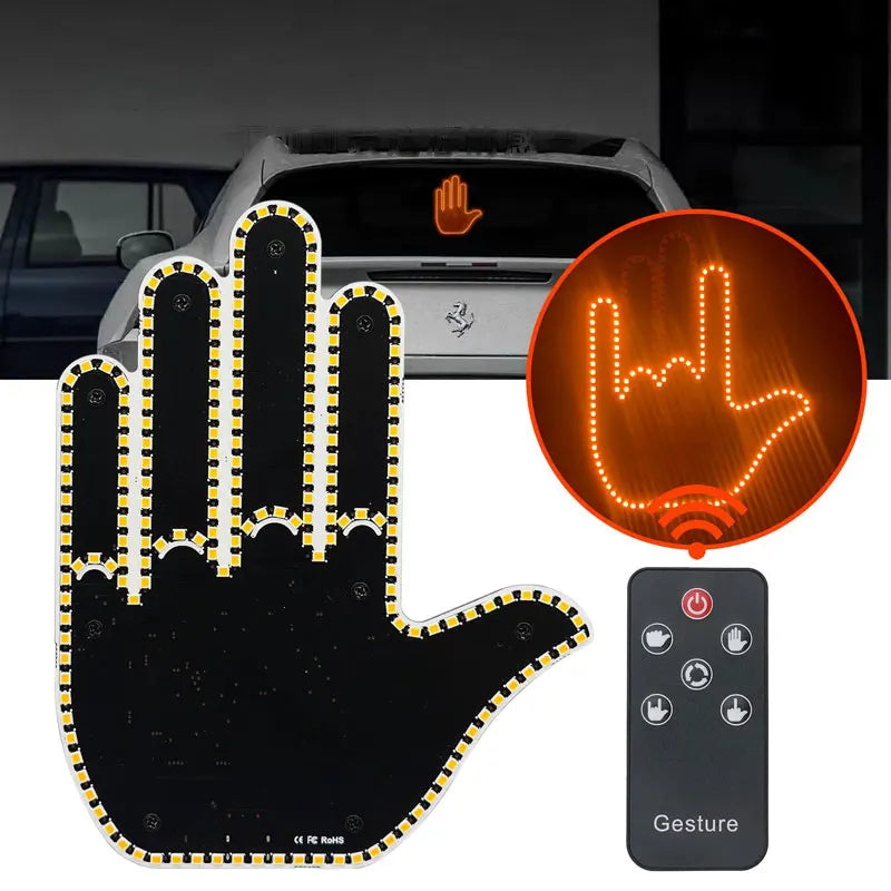 Car Finger Light With Remote Control Cool Funny Remote Control Led Lighting Road Rage Middle Finger Gesture Palm Light Accessory