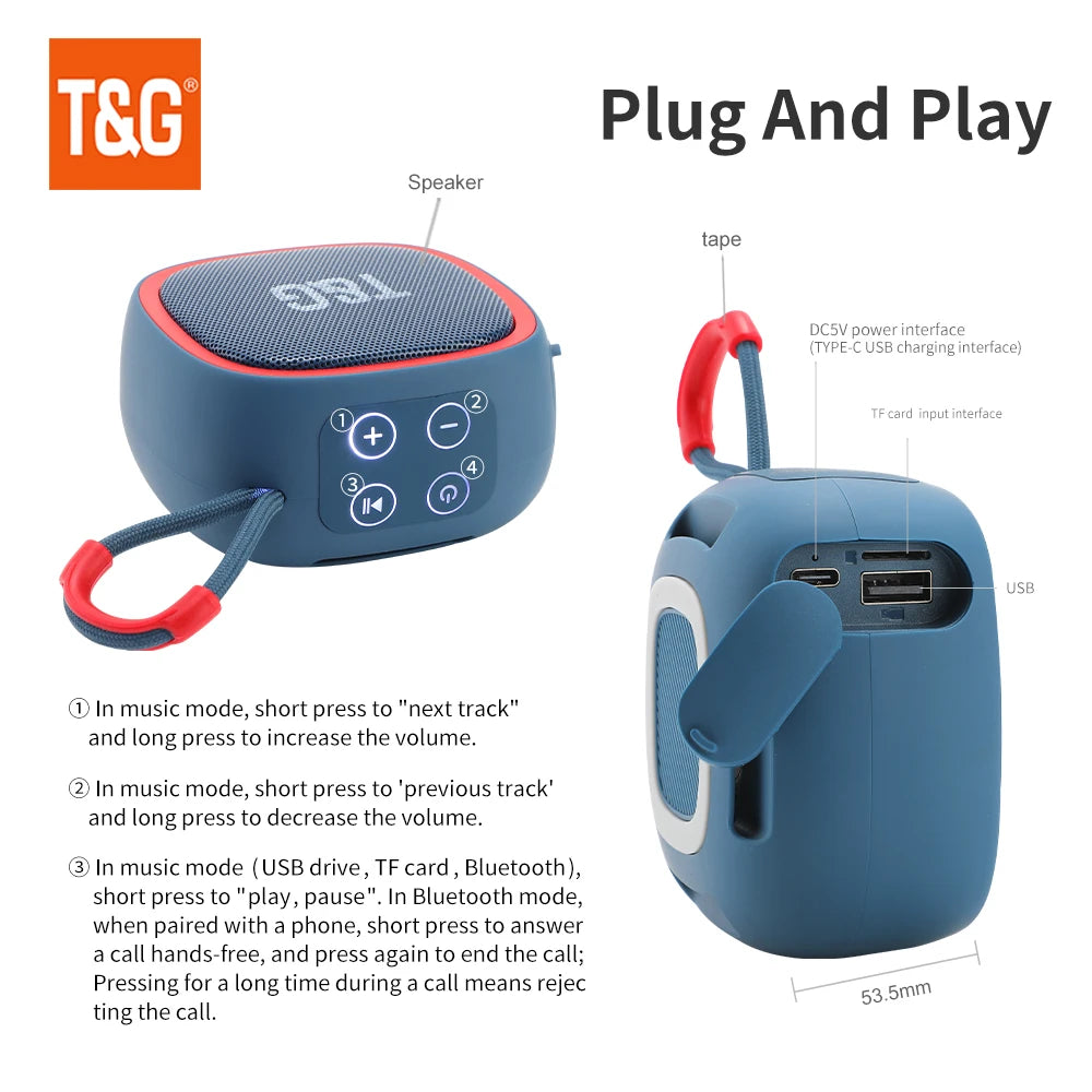 Enceinte Bluetooth Mini Portable Sans Fil Haut-parleurs Puissants TWS BT 5.3 Boîte Son HIFI Haut-parleur Prend en Charge la Carte TF Radio TG659
