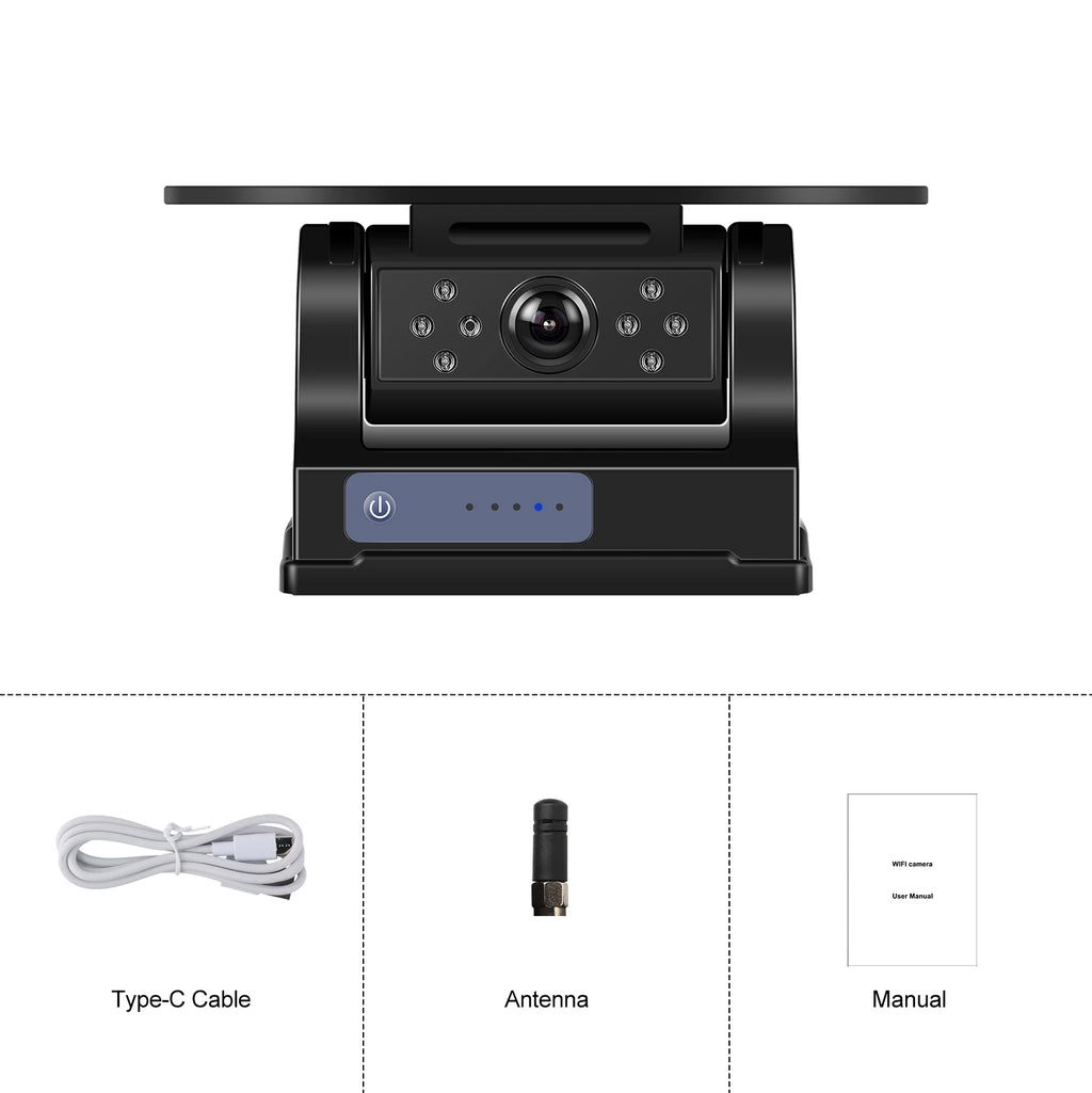 Leekooluu WiFi HD Car Camera Wireless Solar Panel 720P Infrared Night Vision Magnetic Camera IP67 Waterproof Front Rear View DVR