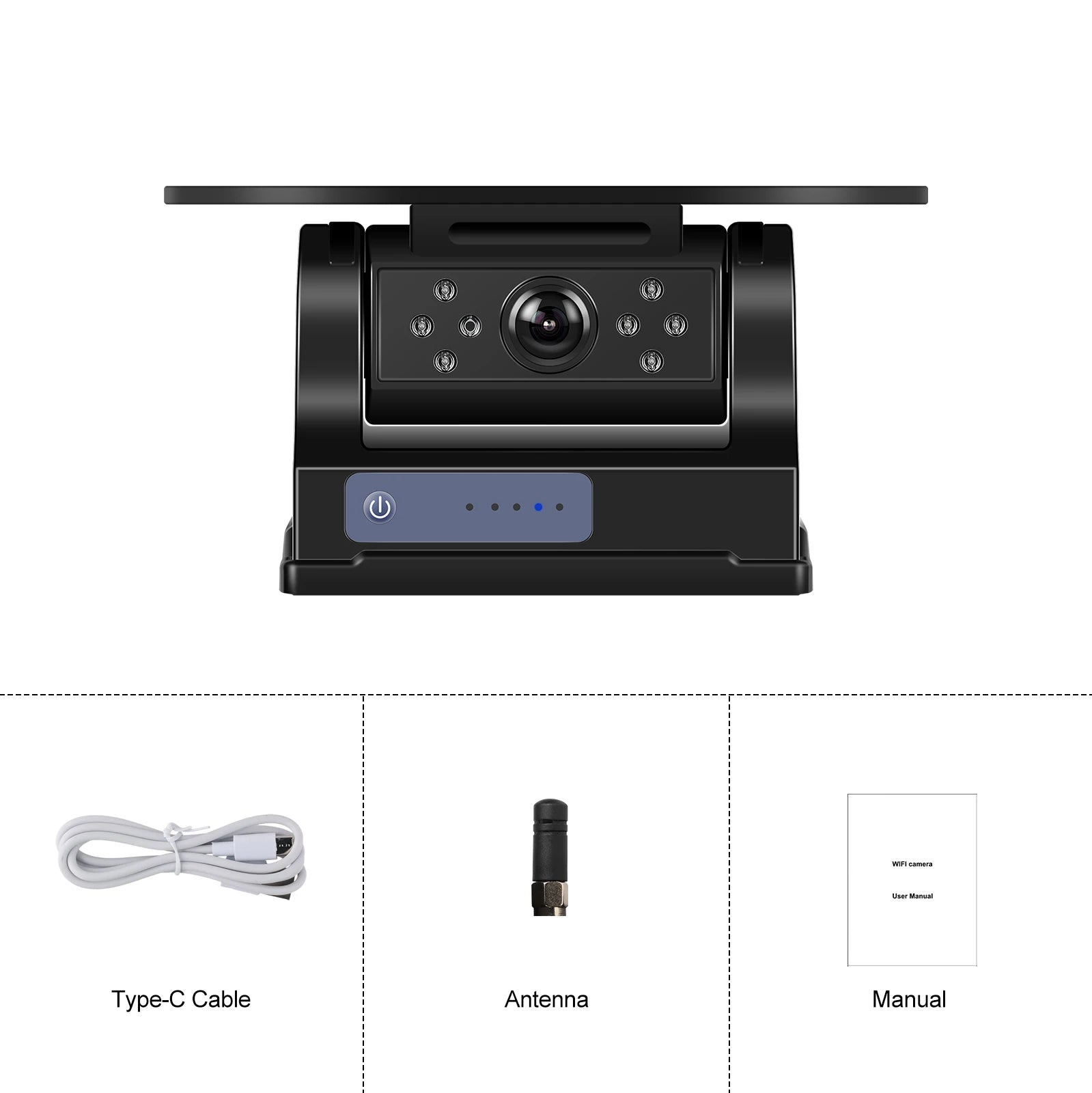 Leekooluu WiFi HD Car Camera Wireless Solar Panel 720P Infrared Night Vision Magnetic Camera IP67 Waterproof Front Rear View DVR