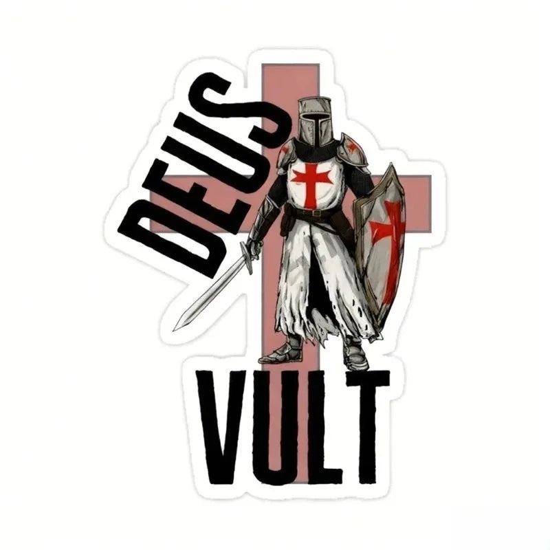 Templar Cross Crusader Deus Vult PVC Creative Stickers Assecories for Car Window Glass Table Motorcycle Off-road Wall Fridge