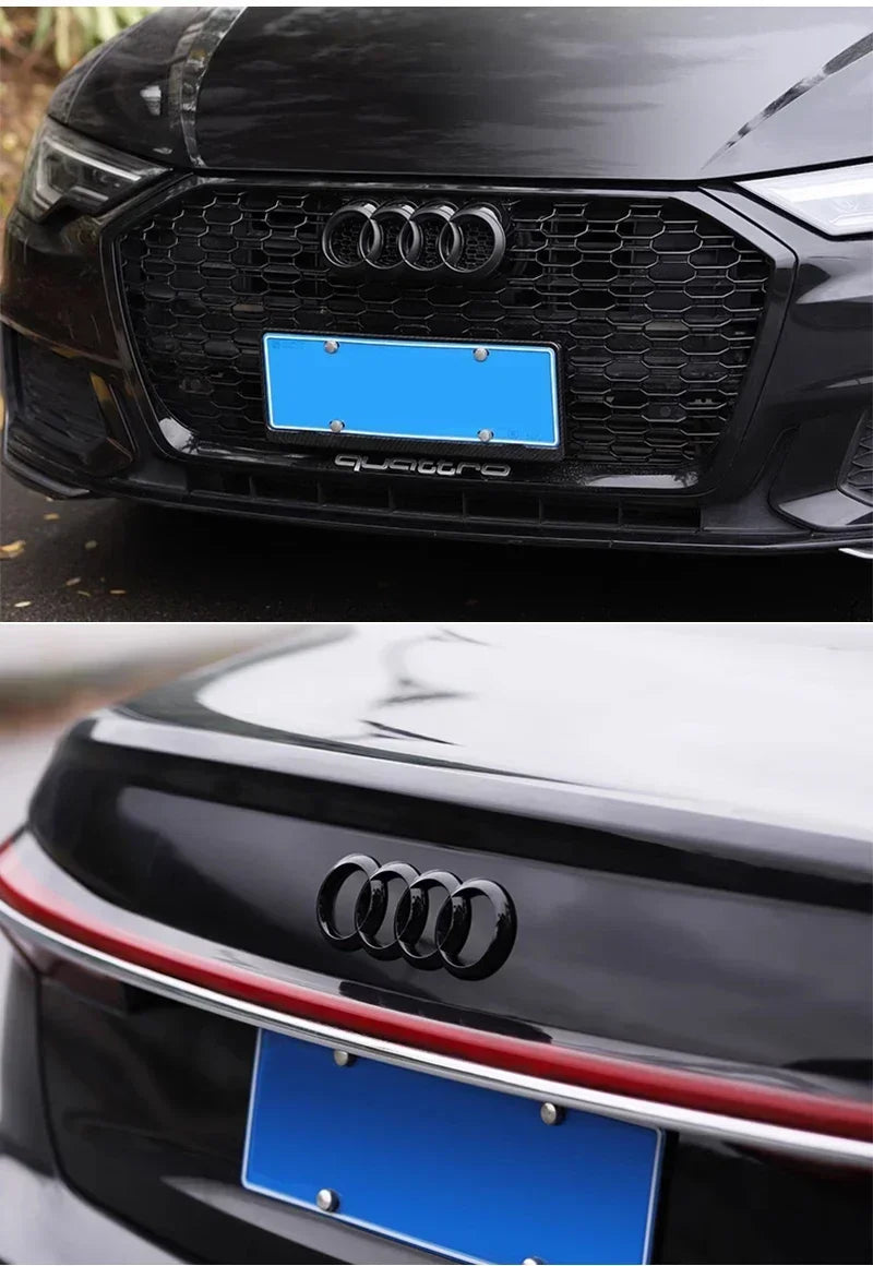 ABS Four Ring Car Logo Cover Front Grille Badge Rear Trunk Emblem Decal For Audi A3 A4 A5 A6 A7 A8 Q3 Q5 Q7 Q8 Car Accessories