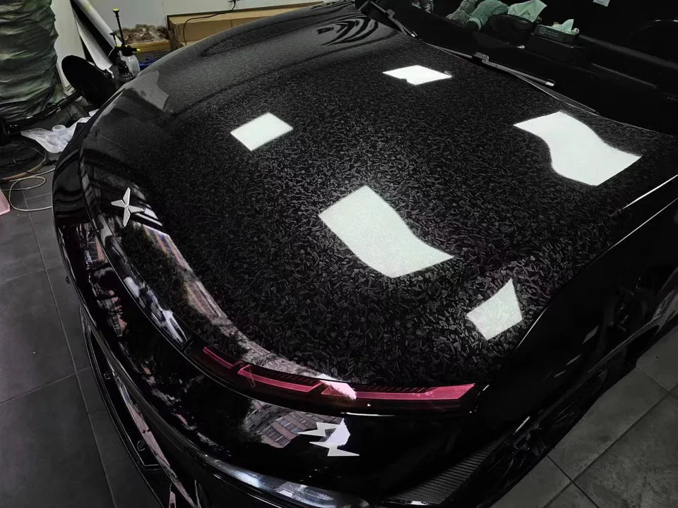 Glossy Forged Carbon Fiber Vinyl Wrap Air Bubble Free Car Sticker Waterproof For Auto Motor Car Decal Laser Forged Carbon Film