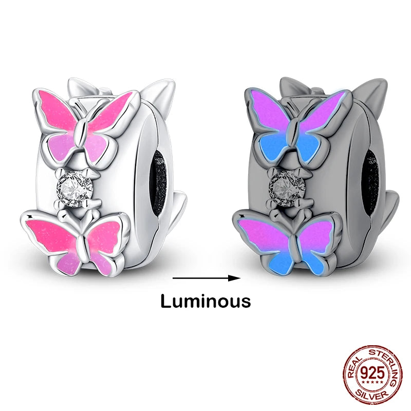 Hot Sale 925 Silver Glow in the dark Firefly Honeybee Star Charms Beads Fit Qikaola 925 Original Bracelets Fine DIY Jewelry Gift
