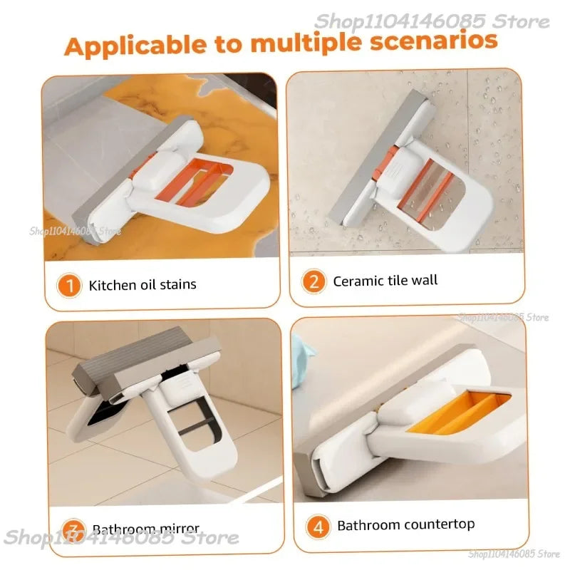 Portable Foldable Wet Dry Mop Quick Cleaning Bathroom Kitchen Mini Sponge Mop Hand-free Wash Mops Mini Portable  Floor Mop