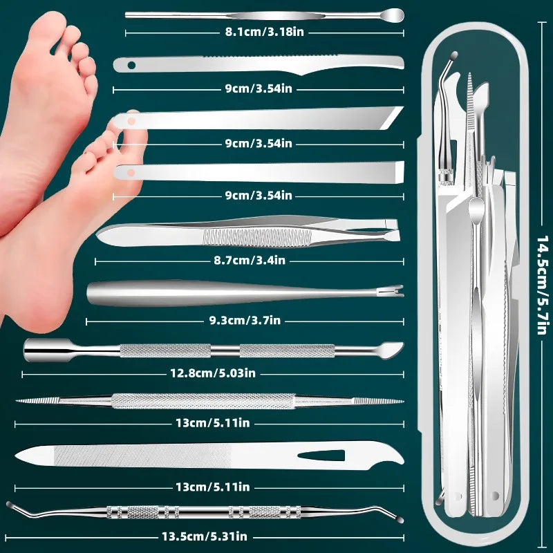 6/10/12/17pcs Stainless Steel Pedicure Tool  Professional Manicure Knife for Dead Skin Callus Removal Foot Care Kit Home Travel