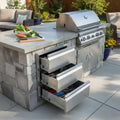 Outdoor Kitchen Stainless Steel Drawer with 3 Stainless Steel Storage Drawers 38X48X65 cm Chest of Drawers for Cooking