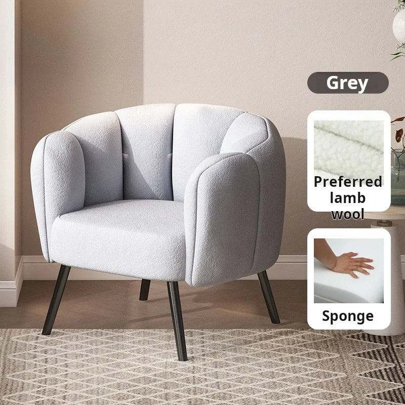 Nordic Lamb wool Single sofa chair relax armchair bubble Design waiting Makeup manicure dressing chair Living room furniture