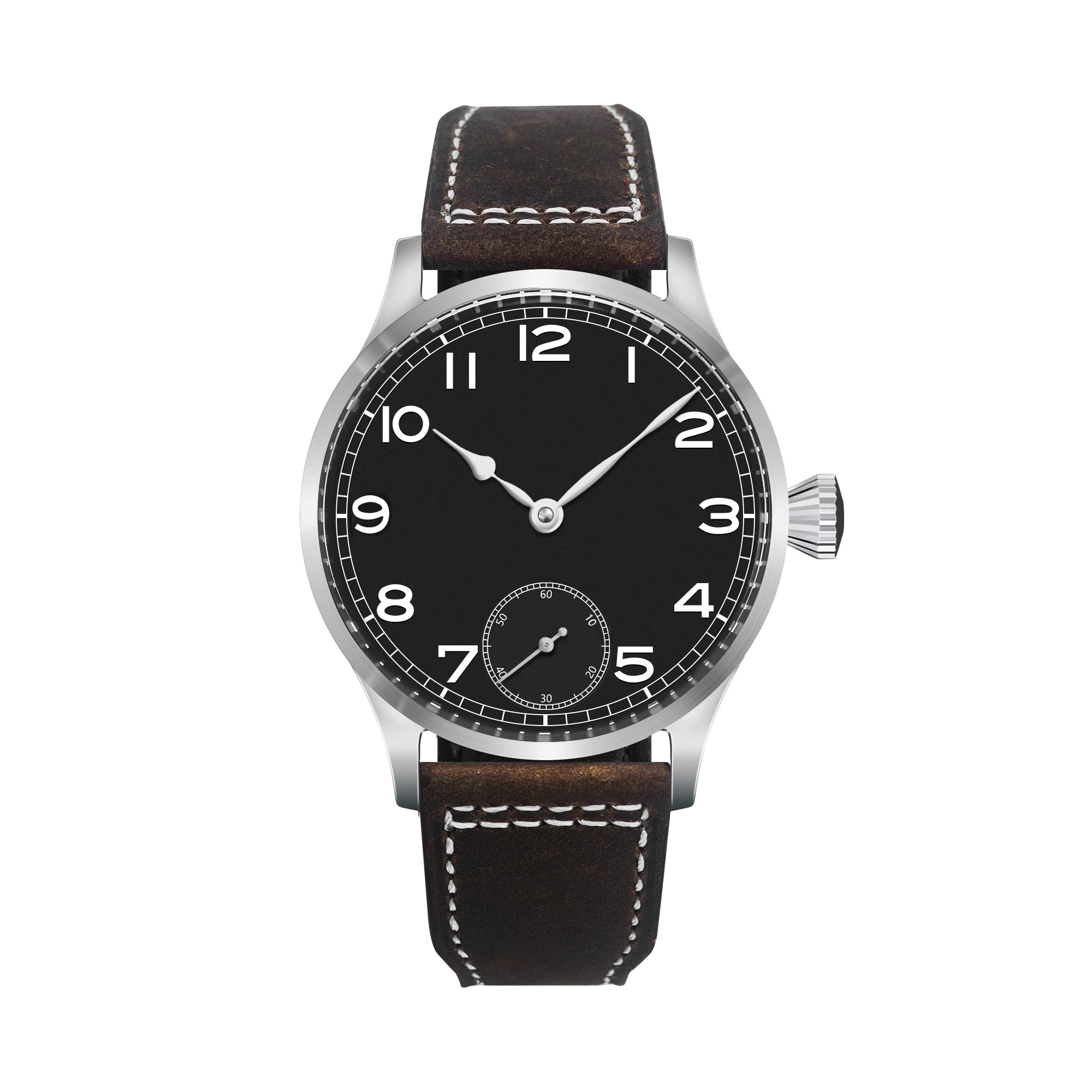 Custom CORGEUT ST3621 Mechanical Hand Wind Watch Men 42mm Personalized Name Dial Sapphire Crystal Vintage Pilot Leather Strap